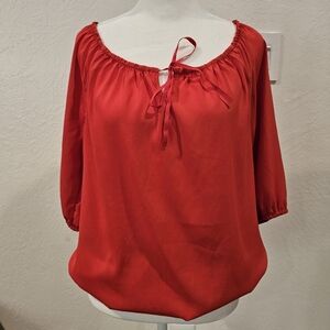 Old Navy Women's Peasant Blouse Red Medium EUC
